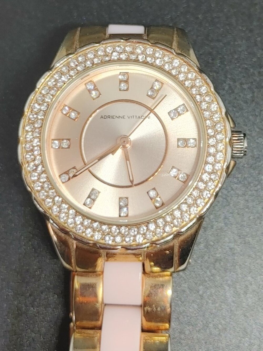 ✨ STUNNING Adrienne Vittadini Gold & Pink Pave Crystal Watch ✨